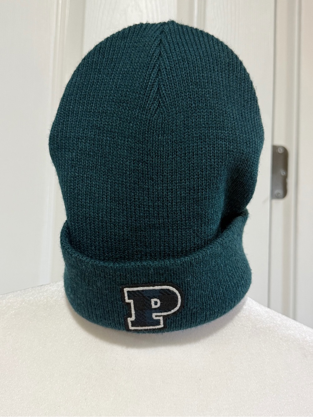 PINK by Victoria’s Secret “P” Logo Patch Knit Beanie - Dark Teal